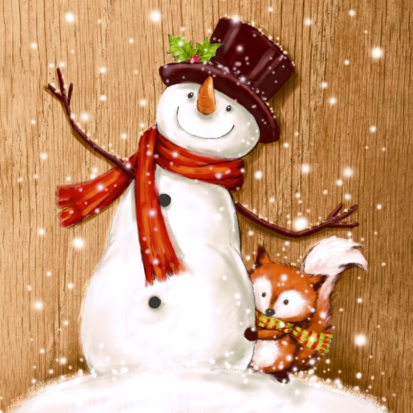 Cheery Snowman - 24x24 lautasliinat - 203477 - 1